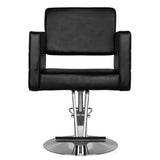 Hair System Hairdressing Chair HS33 Black - close-up of the upholstery, frame and footrest details