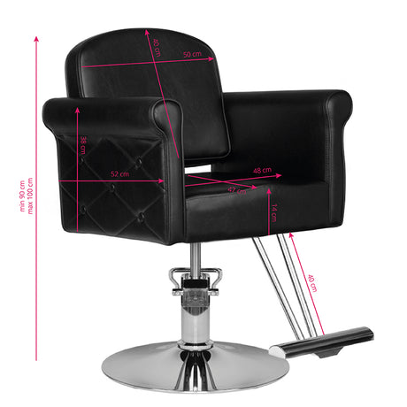 Hair System Hairdressing Chair HS69 Black - side view on a white background