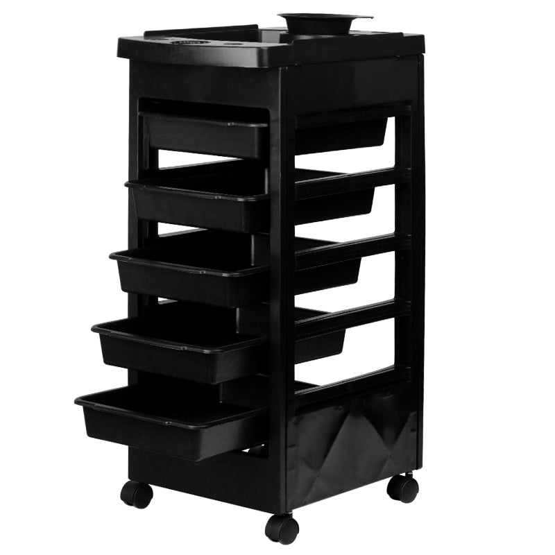 Hair System Hairdressing Trolley 8-5 - front view showing the storage and construction details