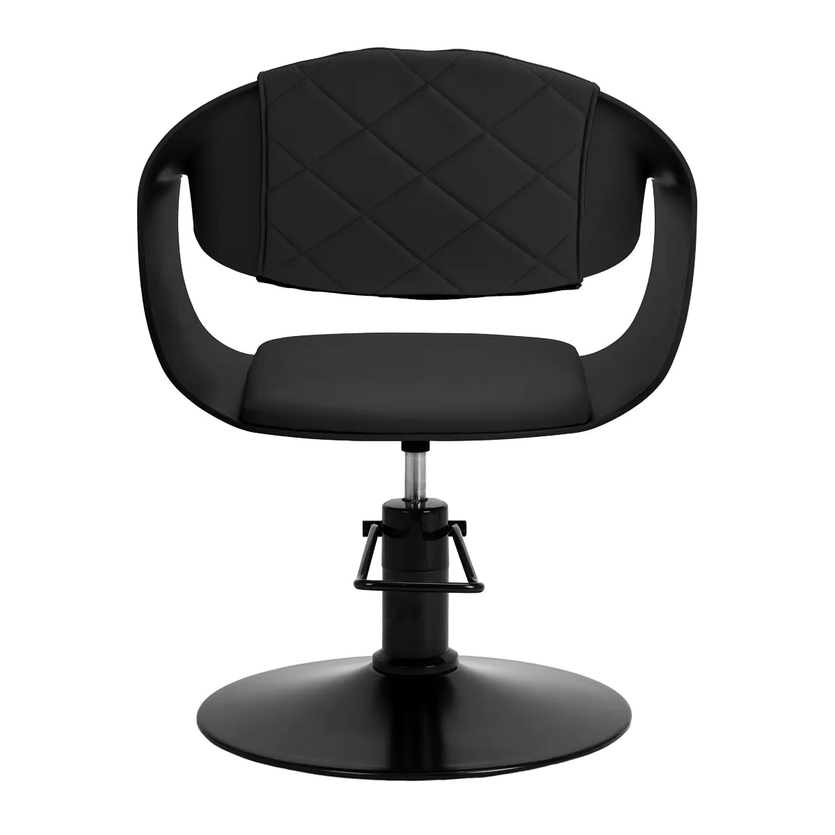 Hair System Halo Hair Salon Styling Chair Black - rear view on a white background