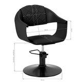 Hair System Halo Hair Salon Styling Chair Black - close-up of the upholstery, frame and footrest details