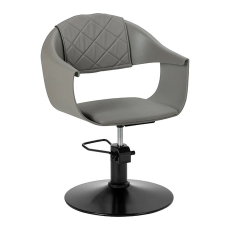 Hair System Halo Hair Salon Styling Chair Grey & Black - angled front view on a white background