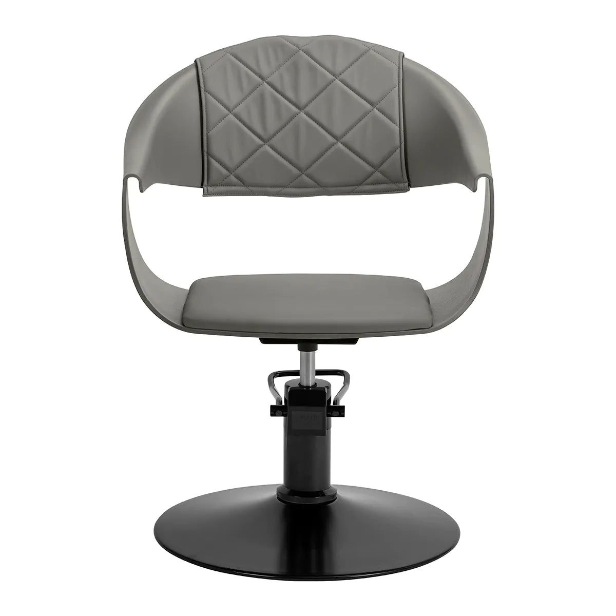 Hair System Halo Hair Salon Styling Chair Grey & Black - side view on a white background