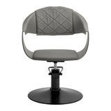 Hair System Halo Hair Salon Styling Chair Grey & Black - side view on a white background