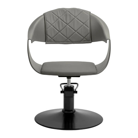 Hair System Halo Hair Salon Styling Chair Grey & Black - side view on a white background
