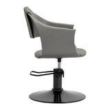 Hair System Halo Hair Salon Styling Chair Grey & Black - front view on a white background