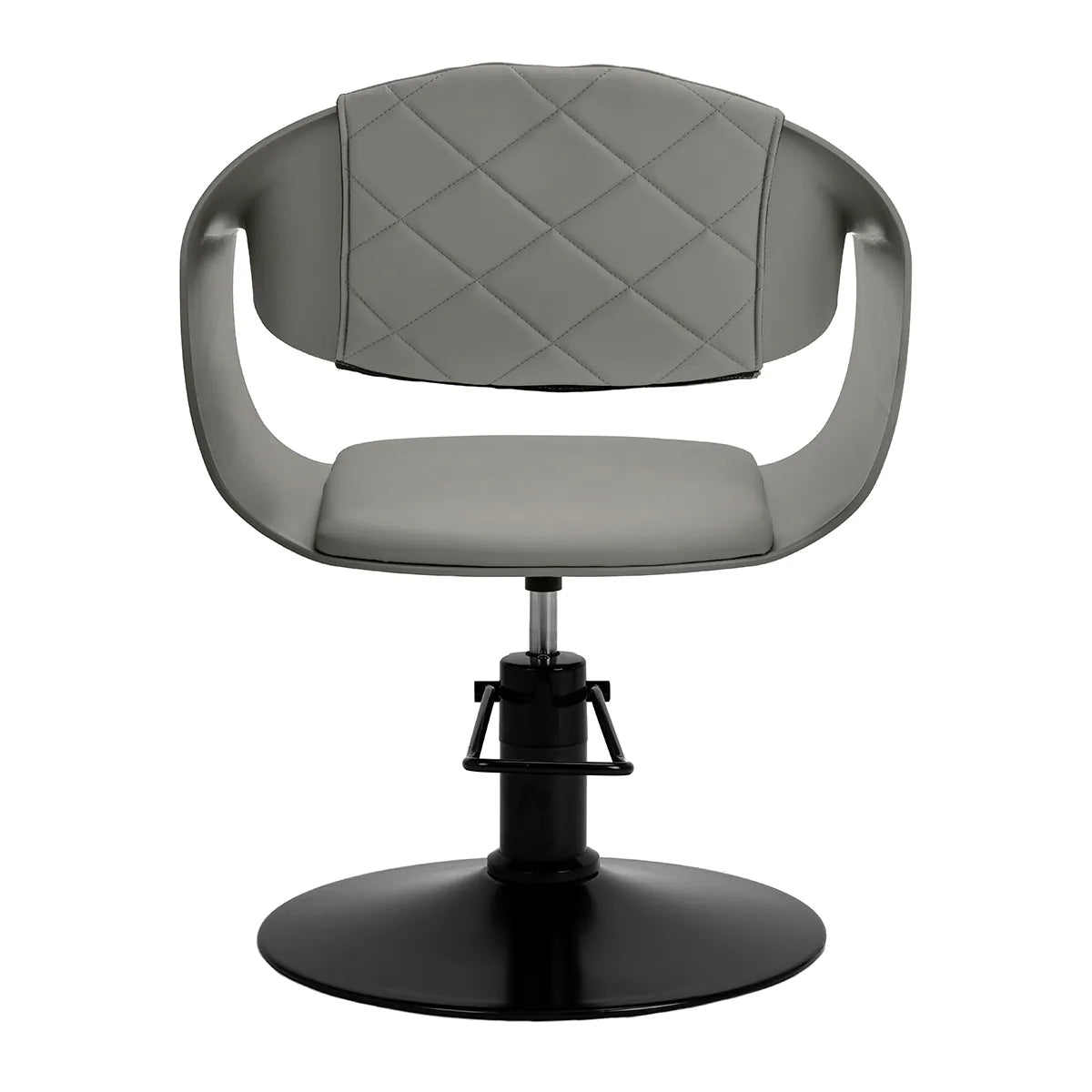 Hair System Halo Hair Salon Styling Chair Grey & Black - rear view on a white background