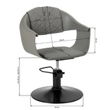 Hair System Halo Hair Salon Styling Chair Grey & Black - close-up of the upholstery, frame and footrest details