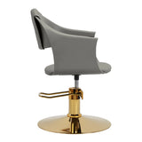 Hair System Halo Hair Salon Styling Chair Grey & Gold - front view on a white background