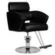 Hair System HS02 Barber Chair Black - angled front view on a white background