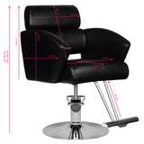 Hair System HS02 Barber Chair Black - side view on a white background