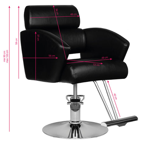 Hair System HS02 Barber Chair Black - side view on a white background