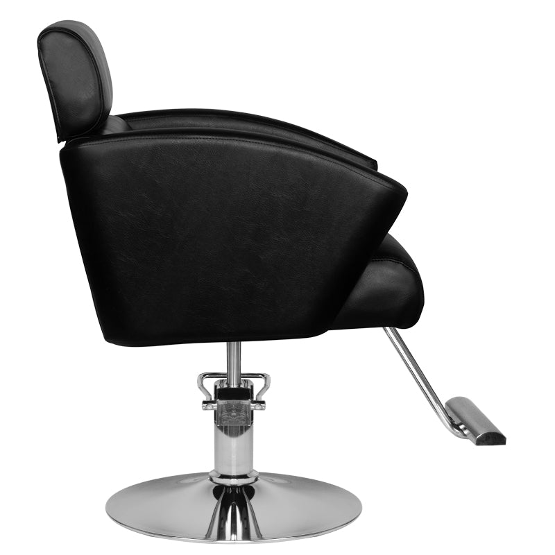 Hair System HS02 Barber Chair Black - reclined side view with the footrest extended