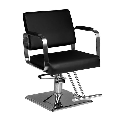Hair System HS202 Barber Chair Black - angled front view on a white background
