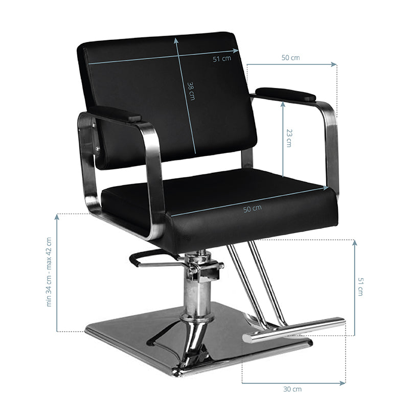 Hair System HS202 Barber Chair Black - side view on a white background