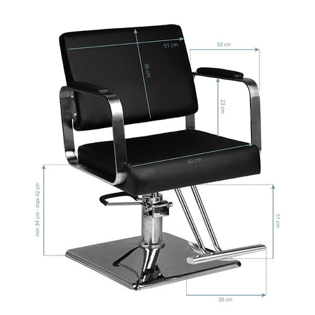 Hair System HS202 Barber Chair Black - side view on a white background