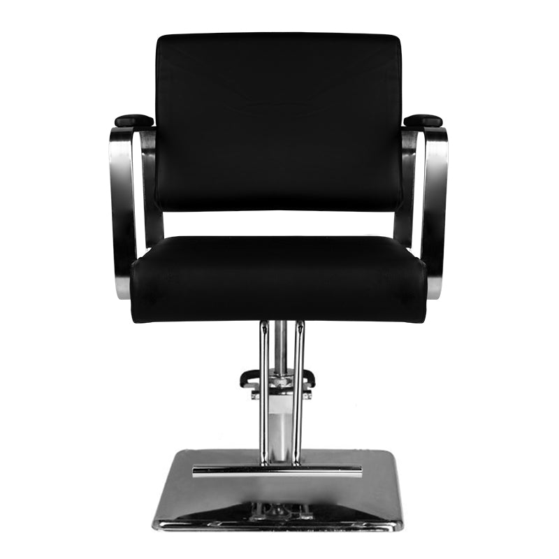Hair System HS202 Barber Chair Black - reclined side view with the footrest extended