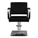 Hair System HS202 Barber Chair Black - reclined side view with the footrest extended