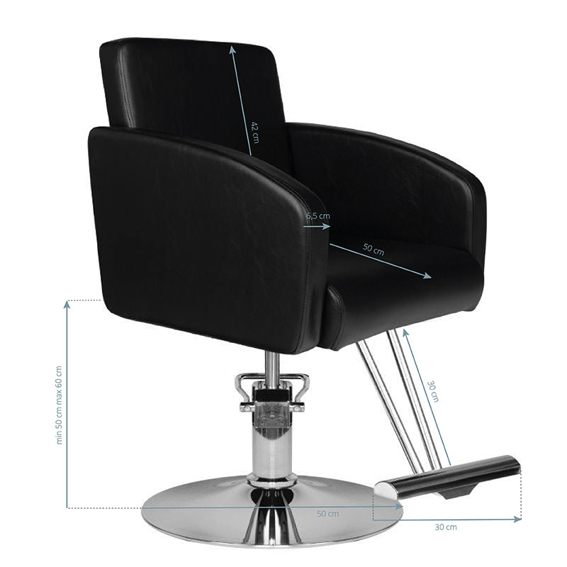Hair System HS40 Barber Chair Black - reclined side view with the footrest extended