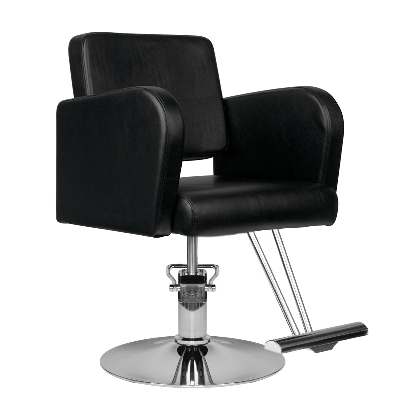 Hair System HS92 Hair Salon Styling Chair Black - angled front view on a white background