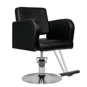 Hair System HS92 Hair Salon Styling Chair Black - angled front view on a white background