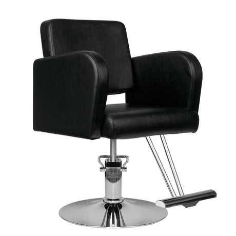 Hair System HS92 Hair Salon Styling Chair Black - angled front view on a white background