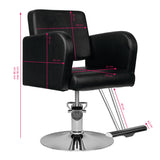 Hair System HS92 Hair Salon Styling Chair Black - side view on a white background
