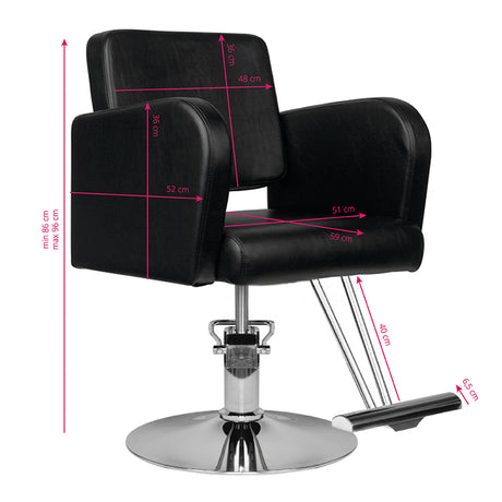 Hair System HS92 Hair Salon Styling Chair Black - side view on a white background