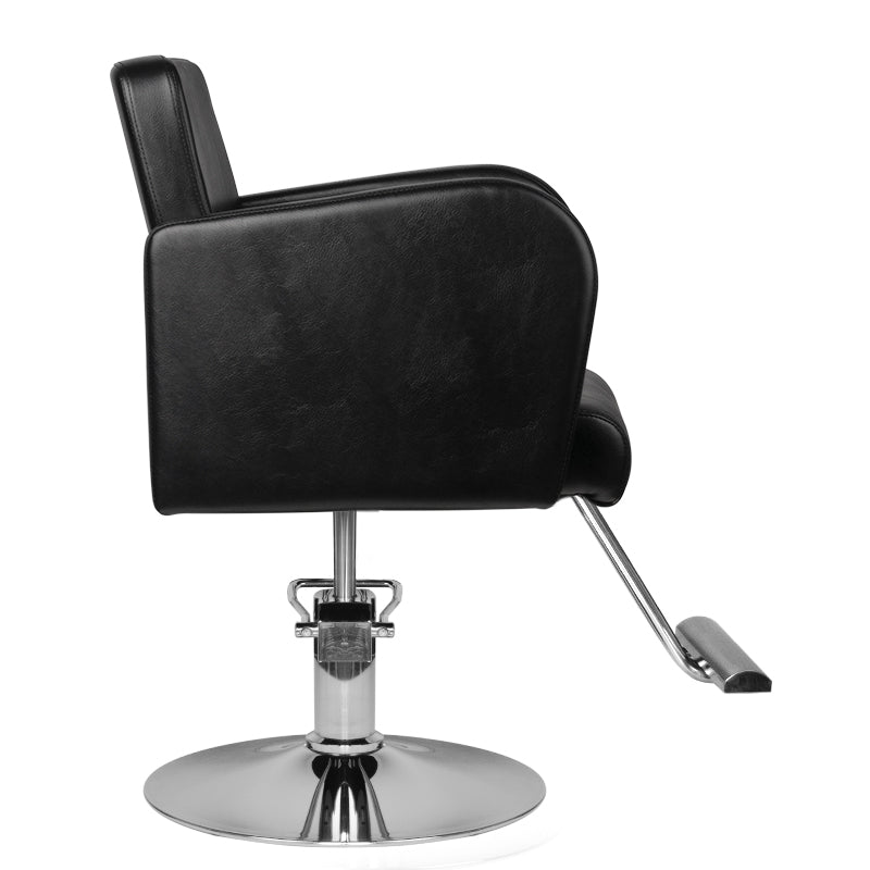 Hair System HS92 Hair Salon Styling Chair Black - front view on a white background