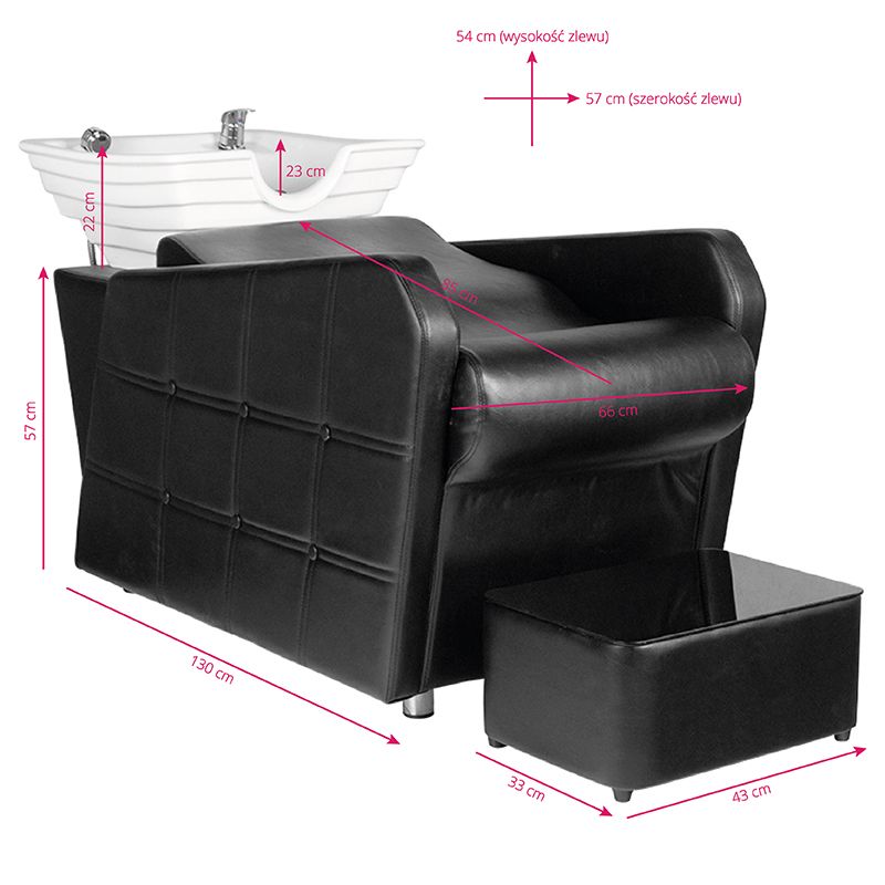 Hair System HSB07 Hairdressing Hair Wash Unit Black - full product view on a white background