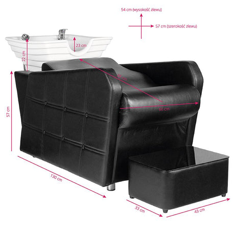 Hair System HSB07 Hairdressing Hair Wash Unit Black - full product view on a white background