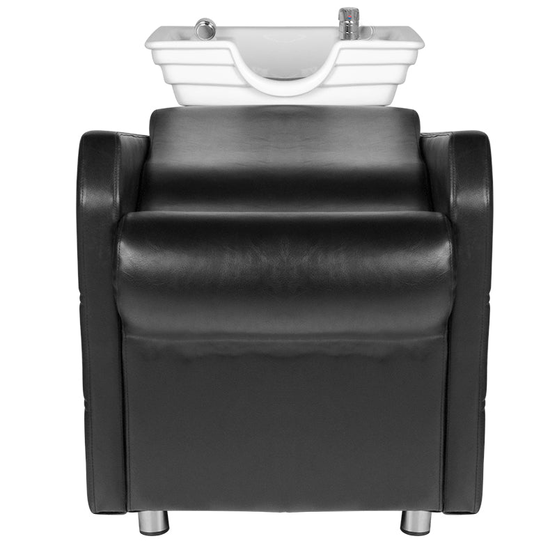 Hair System HSB07 Hairdressing Hair Wash Unit Black - side view of the complete wash unit