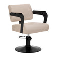 Hair System Jet Hair Salon Styling Chair Latte Beige - angled front view on a white background