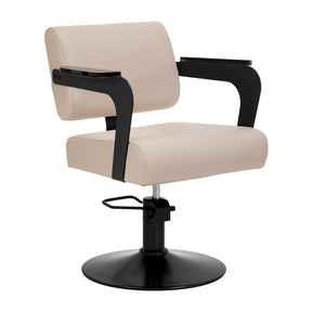 Hair System Jet Hair Salon Styling Chair Latte Beige - angled front view on a white background