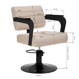 Hair System Jet Hair Salon Styling Chair Latte Beige - close-up of the upholstery, frame and footrest details