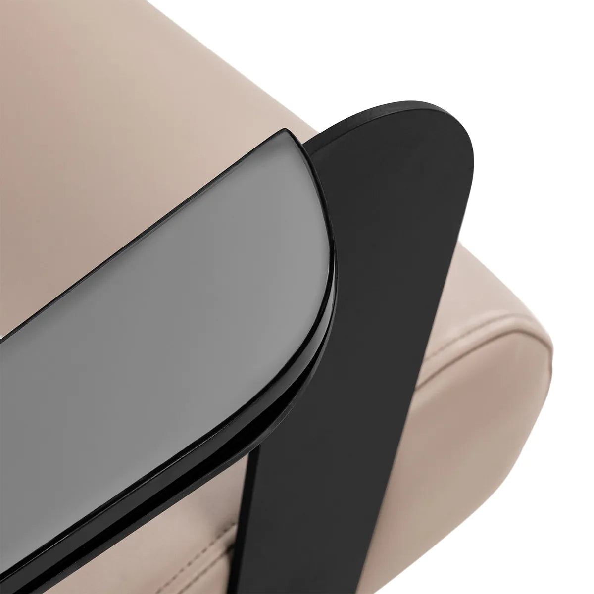Hair System Jet Hair Salon Styling Chair Latte Beige - close-up of the upholstery, frame and footrest details