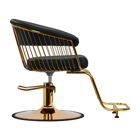Hair System Lile Hair Salon Styling Chair Gold & Black - side view on a white background
