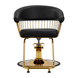 Hair System Lile Hair Salon Styling Chair Gold & Black - front view on a white background