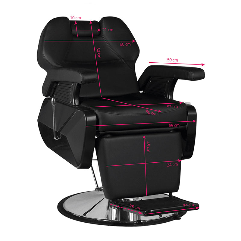 Hair System New York Black Barber Chair - side view on a white background