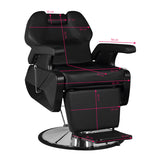 Hair System New York Black Barber Chair - side view on a white background