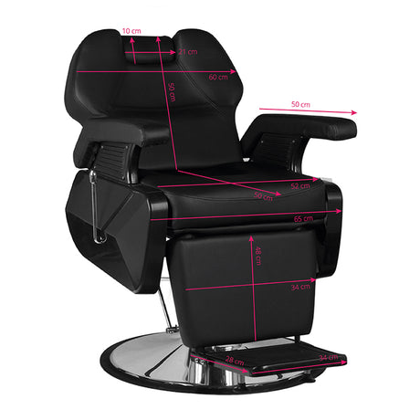 Hair System New York Black Barber Chair - side view on a white background