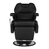 Hair System New York Black Barber Chair - rear view on a white background