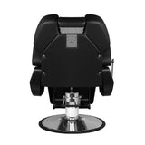 Hair System New York Black Barber Chair - close-up of the upholstery, frame and footrest details