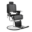 Hair System Royal X Black Barber Chair - angled front view on a white background