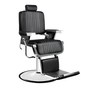 Hair System Royal X Black Barber Chair - angled front view on a white background