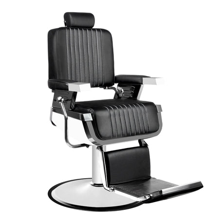Hair System Royal X Black Barber Chair - angled front view on a white background