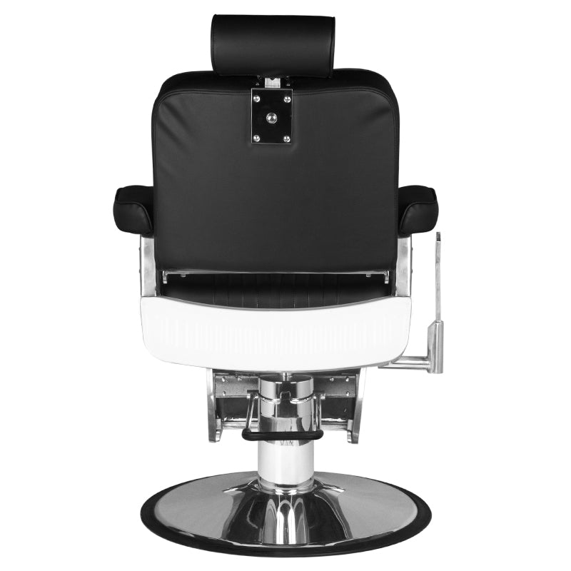 Hair System Royal X Black Barber Chair - front view on a white background