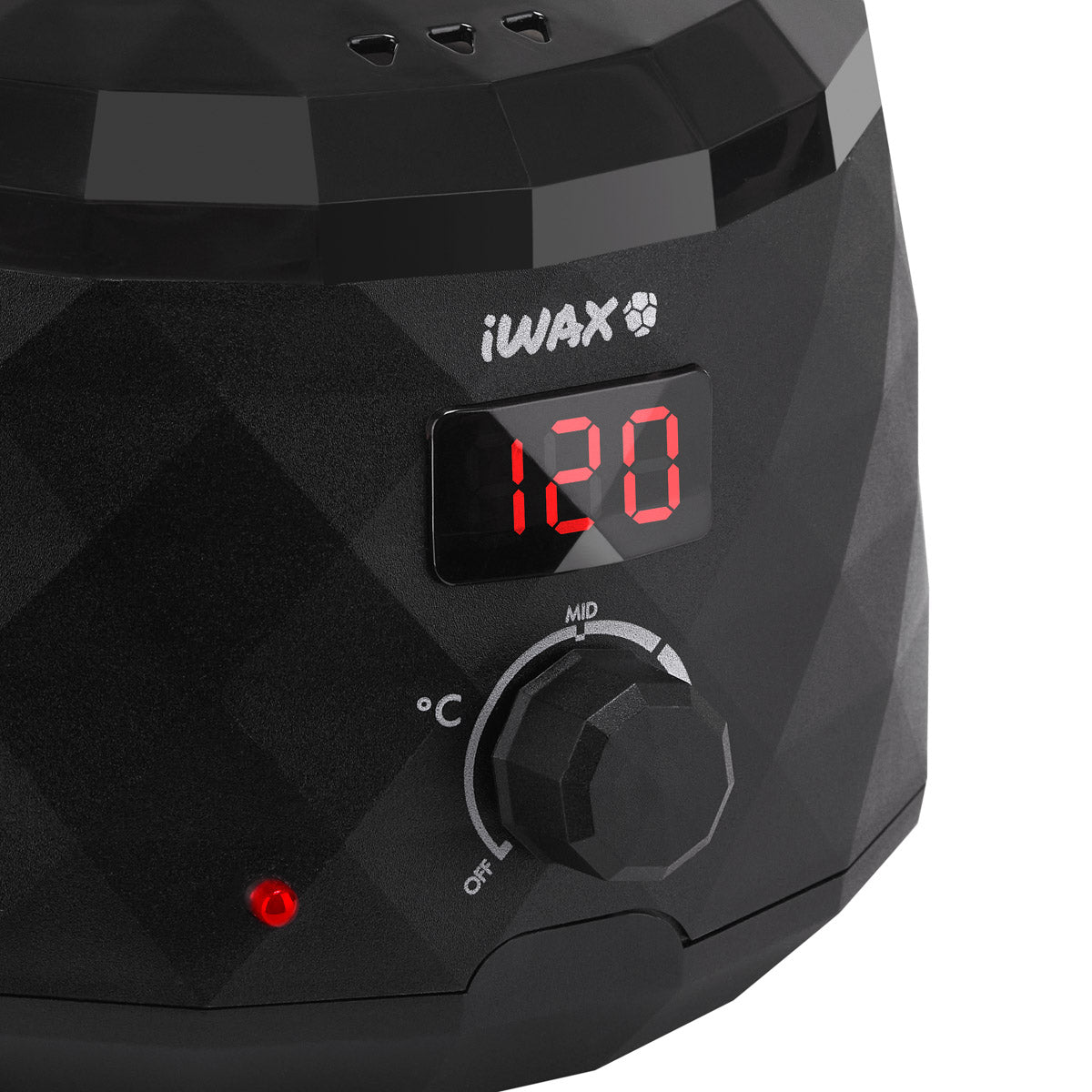 iWax Diamond Tech Black Wax Heater - close-up showing treatment handpieces and device components