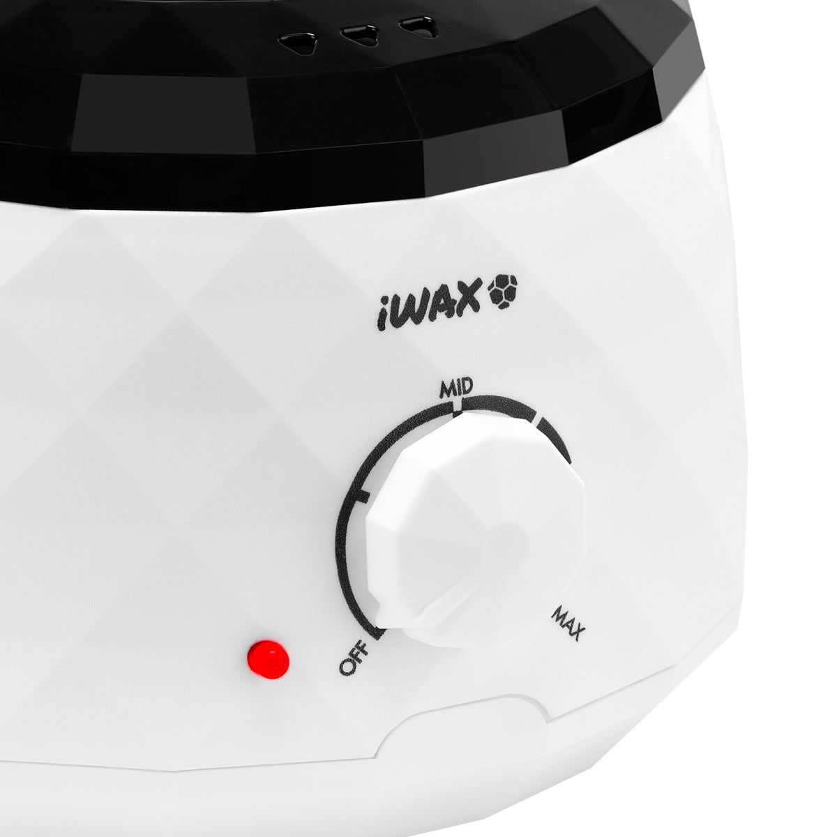 iWax Diamond Wax Heater White - close-up showing treatment handpieces and device components