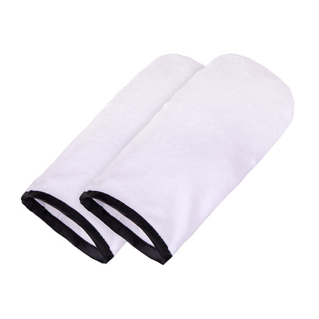 iWax Terry Cloth Gloves for Paraffin Treatments 2 Pcs - arranged with the included components on a white background